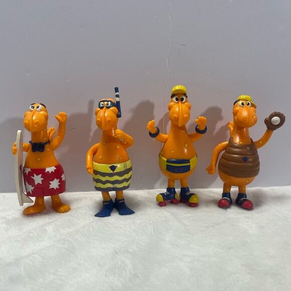 4 CHEESASAURUS REX Dinosaur Vintage Kraft Bendy Figure Lot Toy Mac N Cheese 1991 - Picture 1 of 7